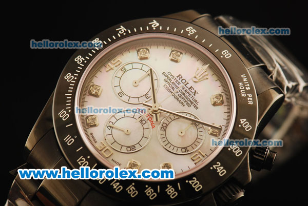 Rolex Daytona Chronograph Swiss Valjoux 7750 Automatic Movement Full PVD with Pink MOP Dial and Diamond Markers - Click Image to Close